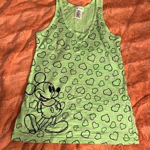 Disney Parks Mickey Mouse Tank Top - Green & silver striped w/black hearts